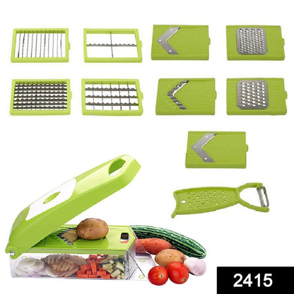 2415 Vegetable Cutter Chopper Chipser for Kitchen 12 in 1 (11 Blade and 1 Peeler) 