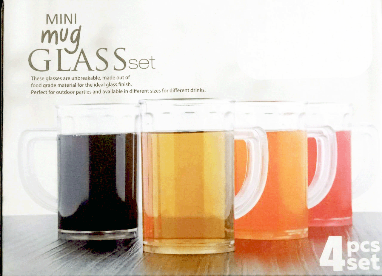 2409 Unbreakable Drinking Plastic Type Glass Set, Beer Mug, Set of 4 PCs, Transparent DeoDap