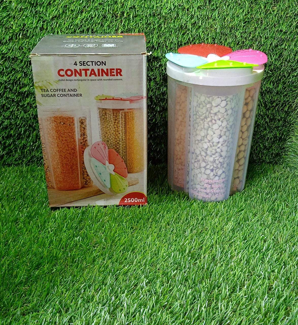 2822 4 Section Storage containers airtight Transparent Food Plastic Storage Container 