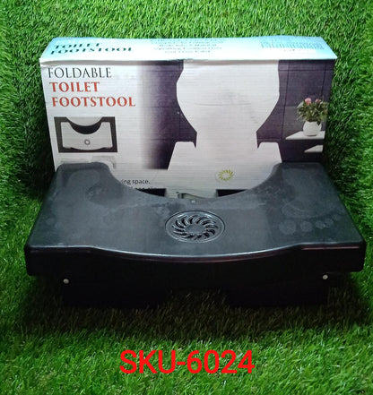 6024 Plastic Non-Slip Folding Toilet Squat Stool - Black Color 