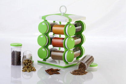 2036 Spice jar Set - Food Grade Plastic 12pcs Spice jar (Brown Box) 